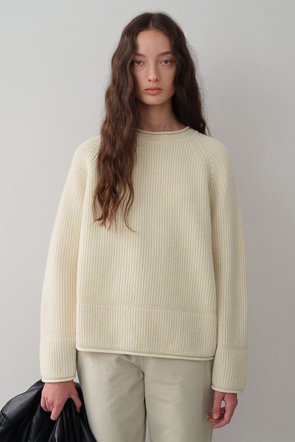 Wool rolling pullover (ivory)