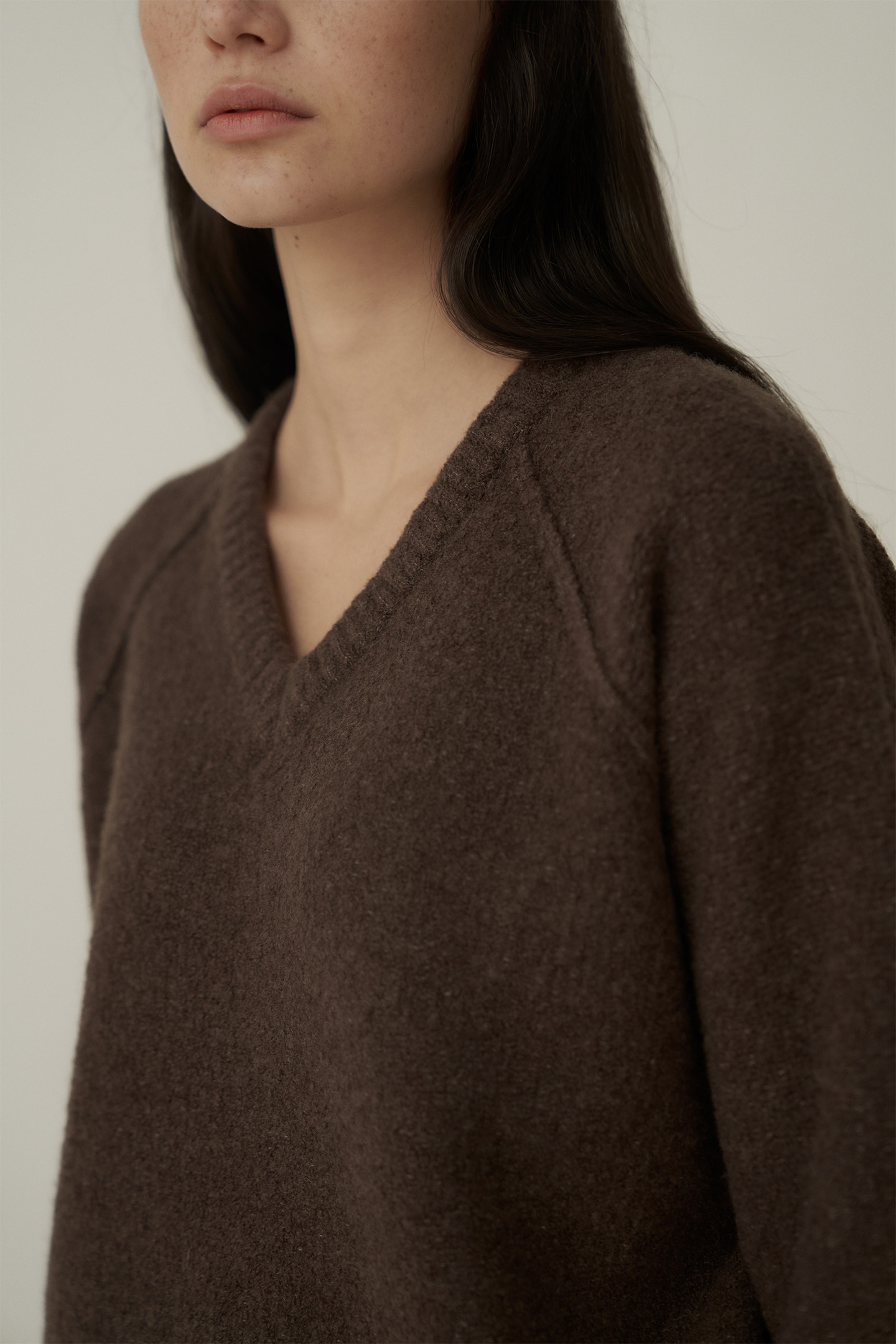 Wool reverse pullover (brown)